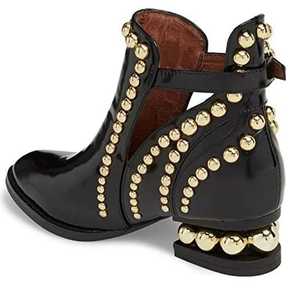 {Jeffery Campbell} Rylance Gold Studded Patent Leather Booties - Picture 3 of 16
